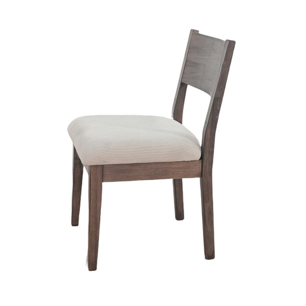 Casa Dining Side Chair Set of 2 | Open Back | Ivory Cushion | Buckskin Brown Wood