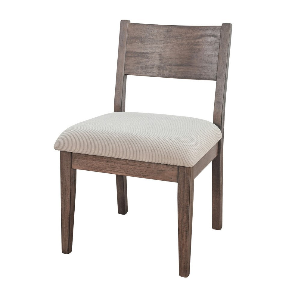 Casa Dining Side Chair Set of 2 | Open Back | Ivory Cushion | Buckskin Brown Wood