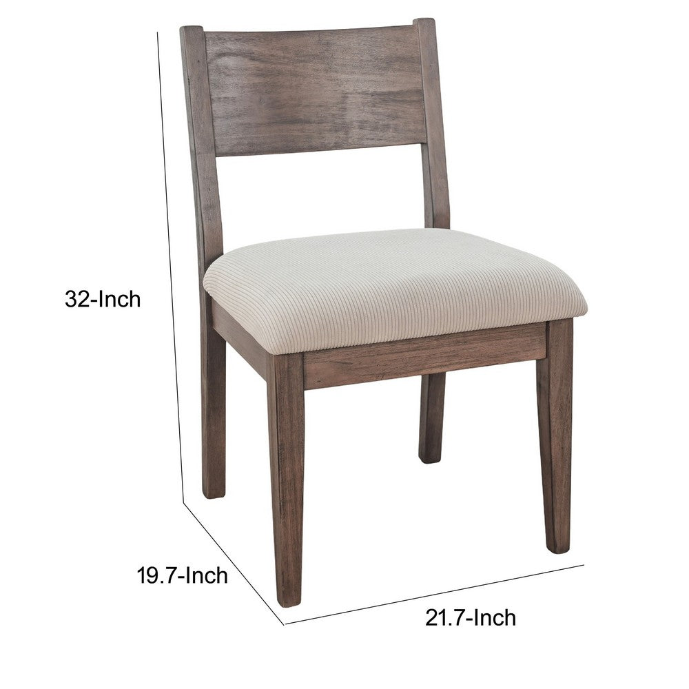 Casa Dining Side Chair Set of 2 | Open Back | Ivory Cushion | Buckskin Brown Wood