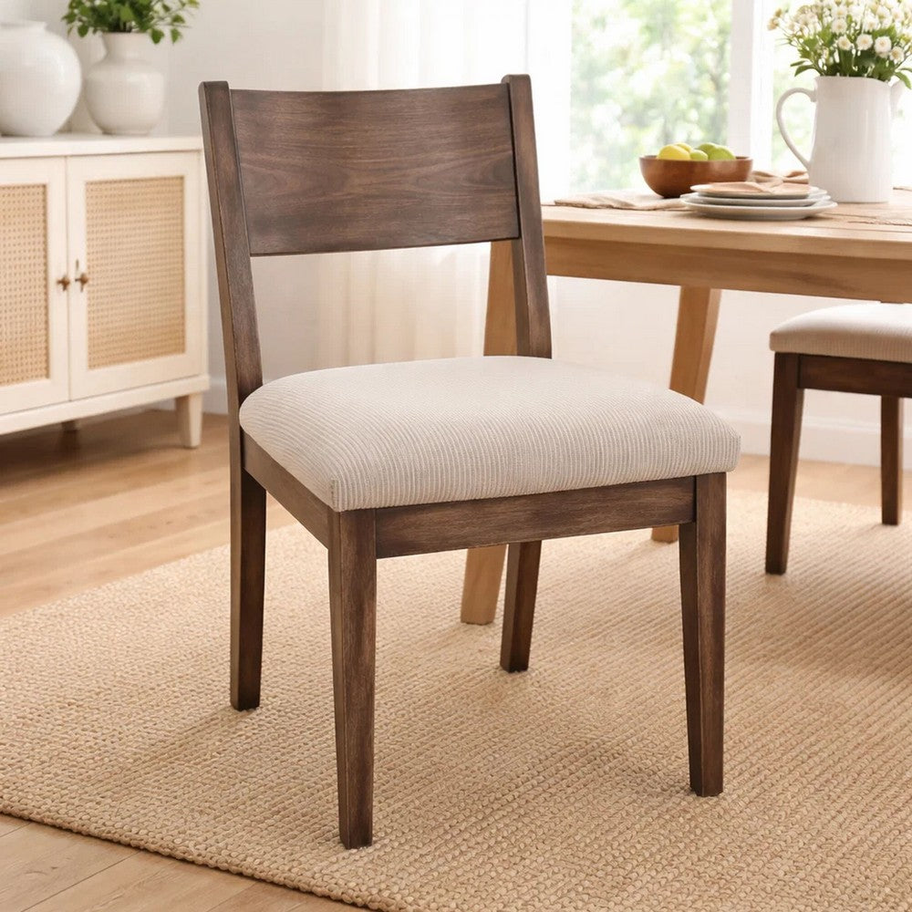 Casa Dining Side Chair Set of 2 | Open Back | Ivory Cushion | Buckskin Brown Wood