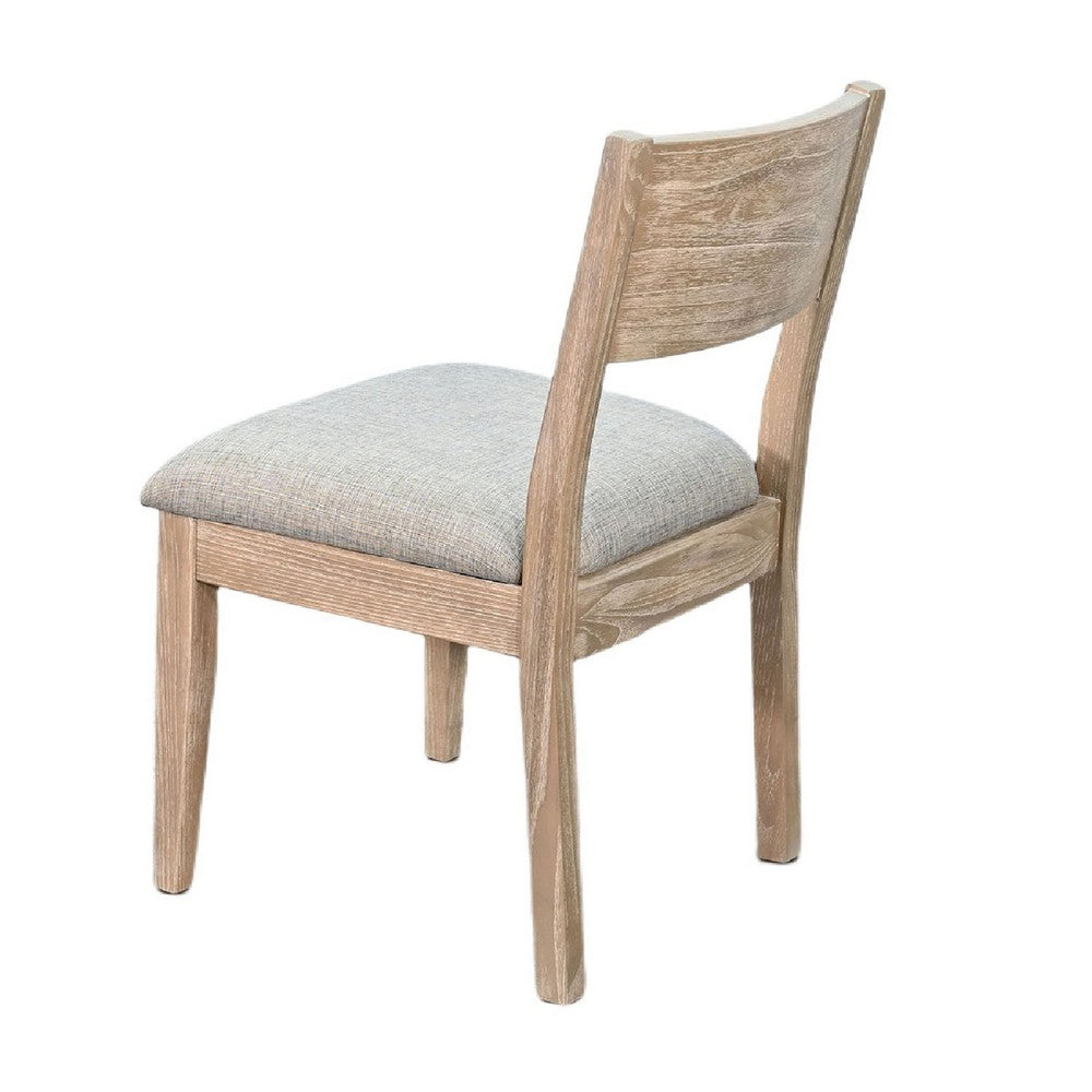 Casa Dining Side Chair Set of 2 | Open Back | Gray Cushion | Wheat Brown Wood