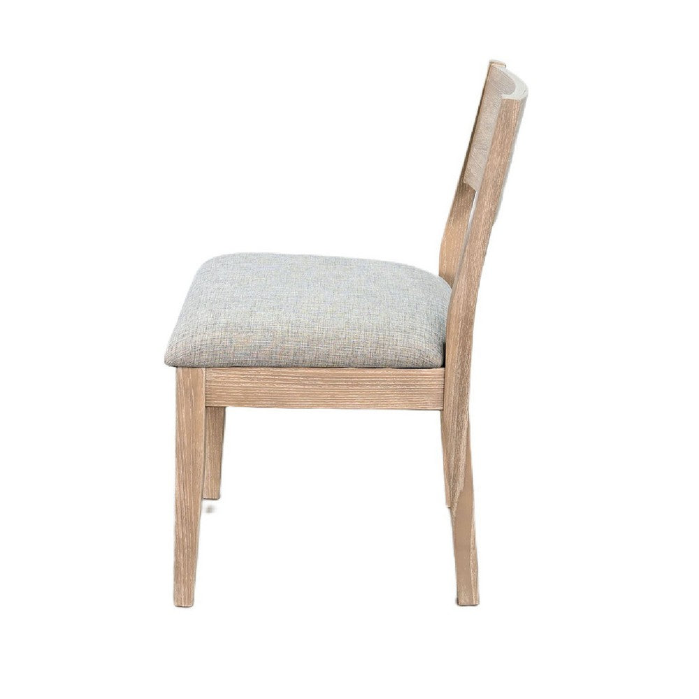 Casa Dining Side Chair Set of 2 | Open Back | Gray Cushion | Wheat Brown Wood