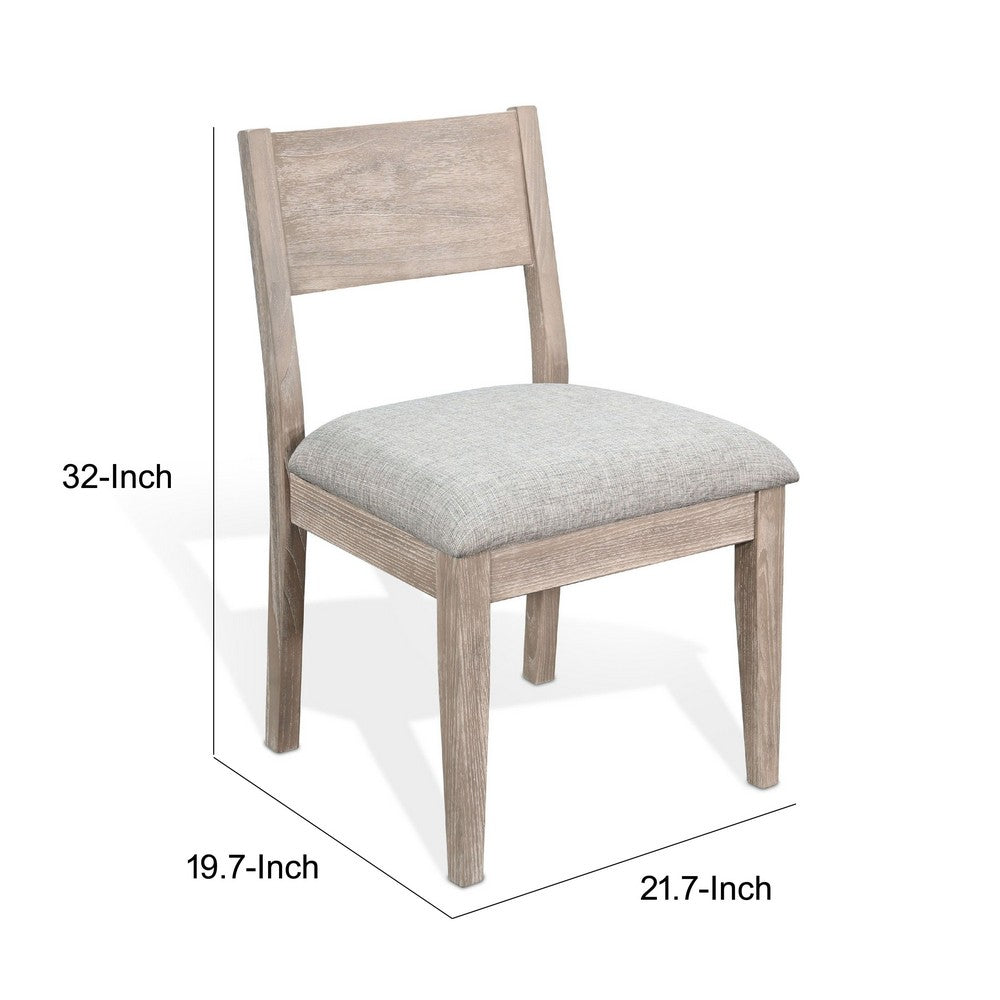 Casa Dining Side Chair Set of 2 | Open Back | Gray Cushion | Wheat Brown Wood