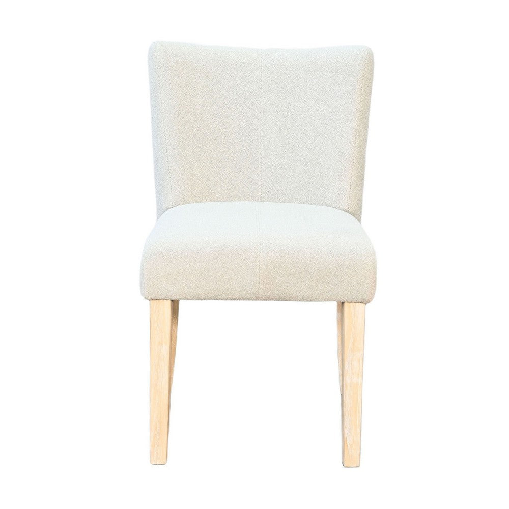 Dining Side Chair Set of 2 | Curved Back | Ivory Cushions | Oak Brown Wood