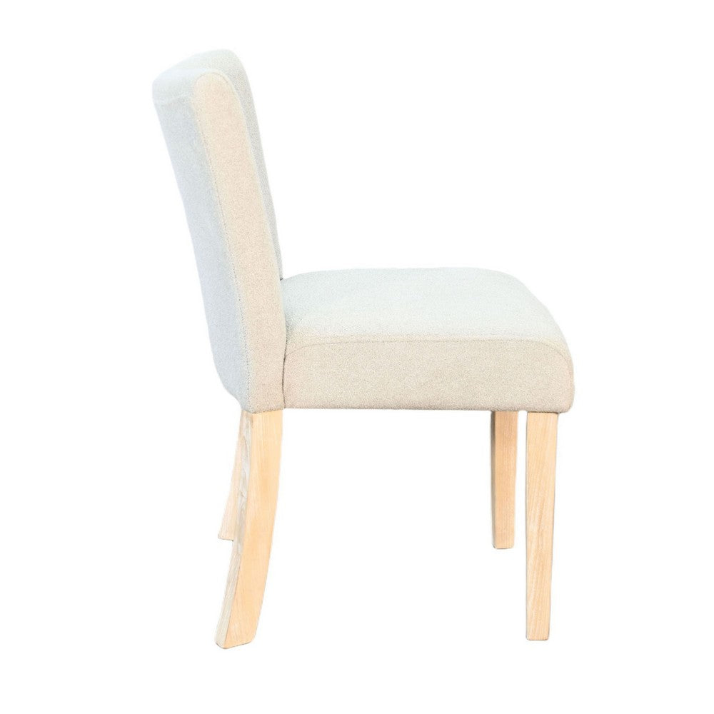 Dining Side Chair Set of 2 | Curved Back | Ivory Cushions | Oak Brown Wood