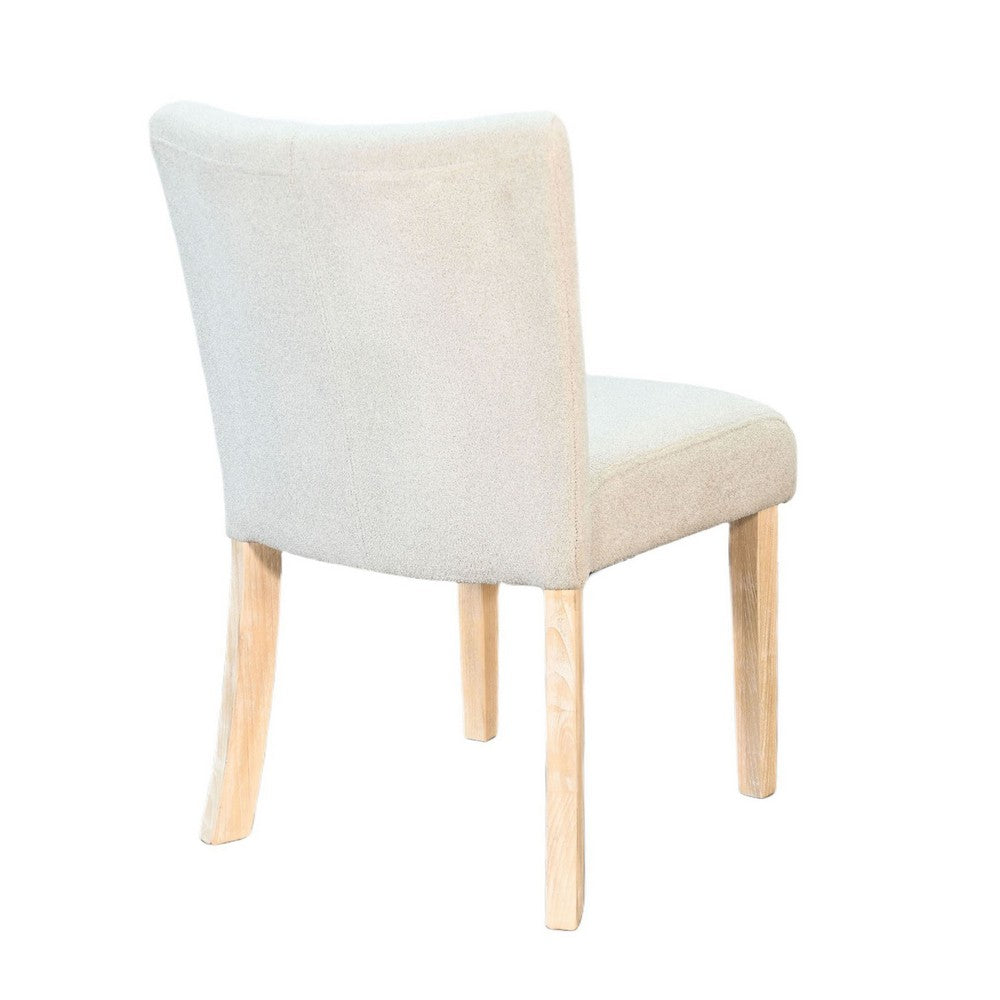 Dining Side Chair Set of 2 | Curved Back | Ivory Cushions | Oak Brown Wood