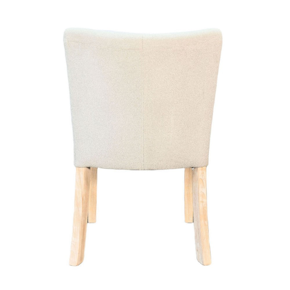 Dining Side Chair Set of 2 | Curved Back | Ivory Cushions | Oak Brown Wood
