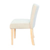 Dining Side Chair Set of 2 | Curved Back | Ivory Cushions | Oak Brown Wood