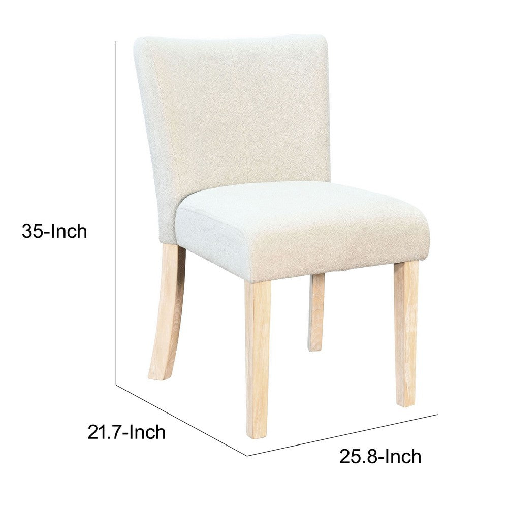 Dining Side Chair Set of 2 | Curved Back | Ivory Cushions | Oak Brown Wood