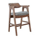 Reno Counter Stool Chair Set of 2 | Curved Back | Gray Cushion | Brown Wood
