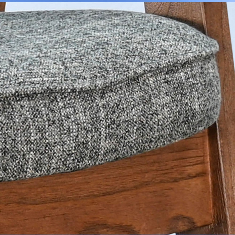 Reno Counter Stool Chair Set of 2 | Curved Back | Gray Cushion | Brown Wood