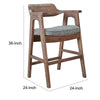 Reno Counter Stool Chair Set of 2 | Curved Back | Gray Cushion | Brown Wood