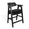 Reno Counter Stool Chair Set of 2 | Curved Back w Seat Cushion | Black Wood