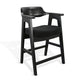 Reno Counter Stool Chair Set of 2 | Curved Back w Seat Cushion | Black Wood
