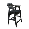 Reno Counter Stool Chair Set of 2 | Curved Back w Seat Cushion | Black Wood