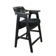 Reno Counter Stool Chair Set of 2 | Curved Back w Seat Cushion | Black Wood