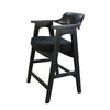 Reno Counter Stool Chair Set of 2 | Curved Back w Seat Cushion | Black Wood