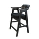 Reno Counter Stool Chair Set of 2 | Curved Back w Seat Cushion | Black Wood