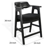 Reno Counter Stool Chair Set of 2 | Curved Back w Seat Cushion | Black Wood