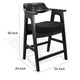 Reno Counter Stool Chair Set of 2 | Curved Back w Seat Cushion | Black Wood