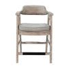 Reno Counter Stool Chair Set of 2 | Curved Back | Gray Seat | Natural Brown Wood