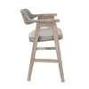 Reno Counter Stool Chair Set of 2 | Curved Back | Gray Seat | Natural Brown Wood