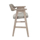 Reno Counter Stool Chair Set of 2 | Curved Back | Gray Seat | Natural Brown Wood