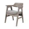 Reno Counter Stool Chair Set of 2 | Curved Back | Gray Seat | Natural Brown Wood