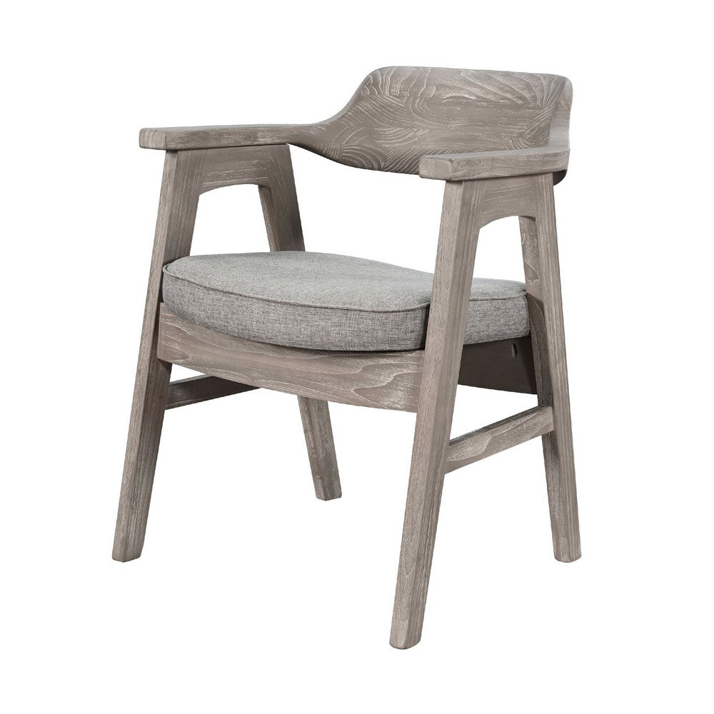 Reno Counter Stool Chair Set of 2 | Curved Back | Gray Seat | Natural Brown Wood