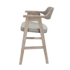Reno Counter Stool Chair Set of 2 | Curved Back | Gray Seat | Natural Brown Wood