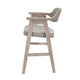 Reno Counter Stool Chair Set of 2 | Curved Back | Gray Seat | Natural Brown Wood