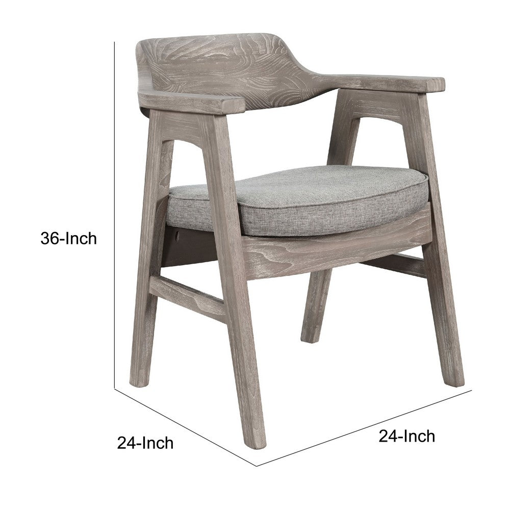 Reno Counter Stool Chair Set of 2 | Curved Back | Gray Seat | Natural Brown Wood
