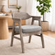 Reno Counter Stool Chair Set of 2 | Curved Back | Gray Seat | Natural Brown Wood