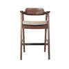 Reno Barstool Chair Set of 2 | Curved Back | Gray Seat | Medium Brown Wood