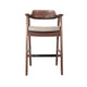 Reno Barstool Chair Set of 2 | Curved Back | Gray Seat | Medium Brown Wood