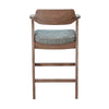 Reno Barstool Chair Set of 2 | Curved Back | Gray Seat | Medium Brown Wood