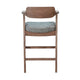 Reno Barstool Chair Set of 2 | Curved Back | Gray Seat | Medium Brown Wood