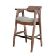 Reno Barstool Chair Set of 2 | Curved Back | Gray Seat | Medium Brown Wood