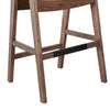 Reno Barstool Chair Set of 2 | Curved Back | Gray Seat | Medium Brown Wood