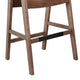 Reno Barstool Chair Set of 2 | Curved Back | Gray Seat | Medium Brown Wood