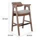 Reno Barstool Chair Set of 2 | Curved Back | Gray Seat | Medium Brown Wood