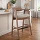 Reno Barstool Chair Set of 2 | Curved Back | Gray Seat | Medium Brown Wood