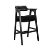 Reno Barstool Chair Set of 2 | Curved Back w Seat Cushion | Umbra Black Wood
