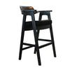 Reno Barstool Chair Set of 2 | Curved Back w Seat Cushion | Umbra Black Wood