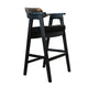 Reno Barstool Chair Set of 2 | Curved Back w Seat Cushion | Umbra Black Wood