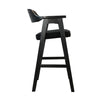 Reno Barstool Chair Set of 2 | Curved Back w Seat Cushion | Umbra Black Wood