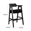 Reno Barstool Chair Set of 2 | Curved Back w Seat Cushion | Umbra Black Wood
