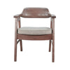 Reno Dining Armchair Set of 2 | Curved Back | Gray Cushion | Medium Brown Wood