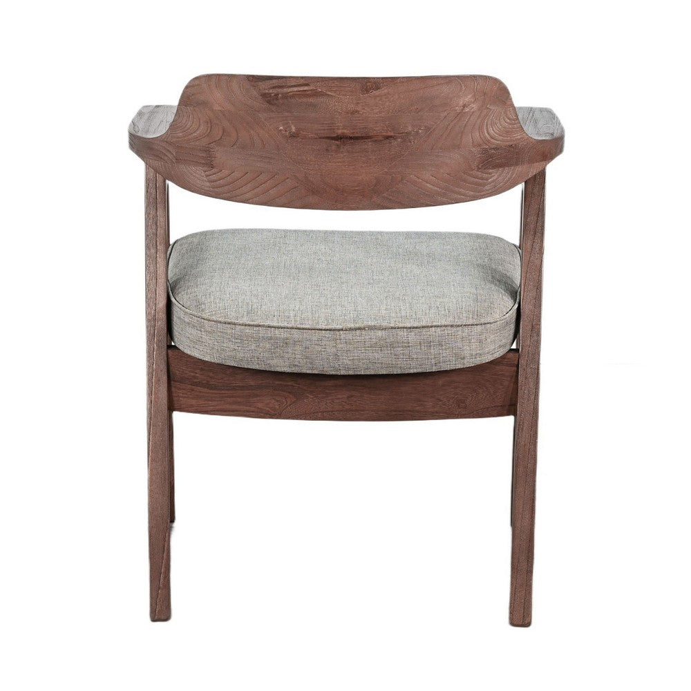 Reno Dining Armchair Set of 2 | Curved Back | Gray Cushion | Medium Brown Wood