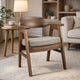 Reno Dining Armchair Set of 2 | Curved Back | Gray Cushion | Medium Brown Wood
